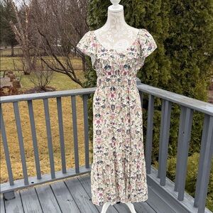 Floral Cream Print Dress sz M